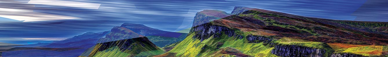 stylized Scottish scenery